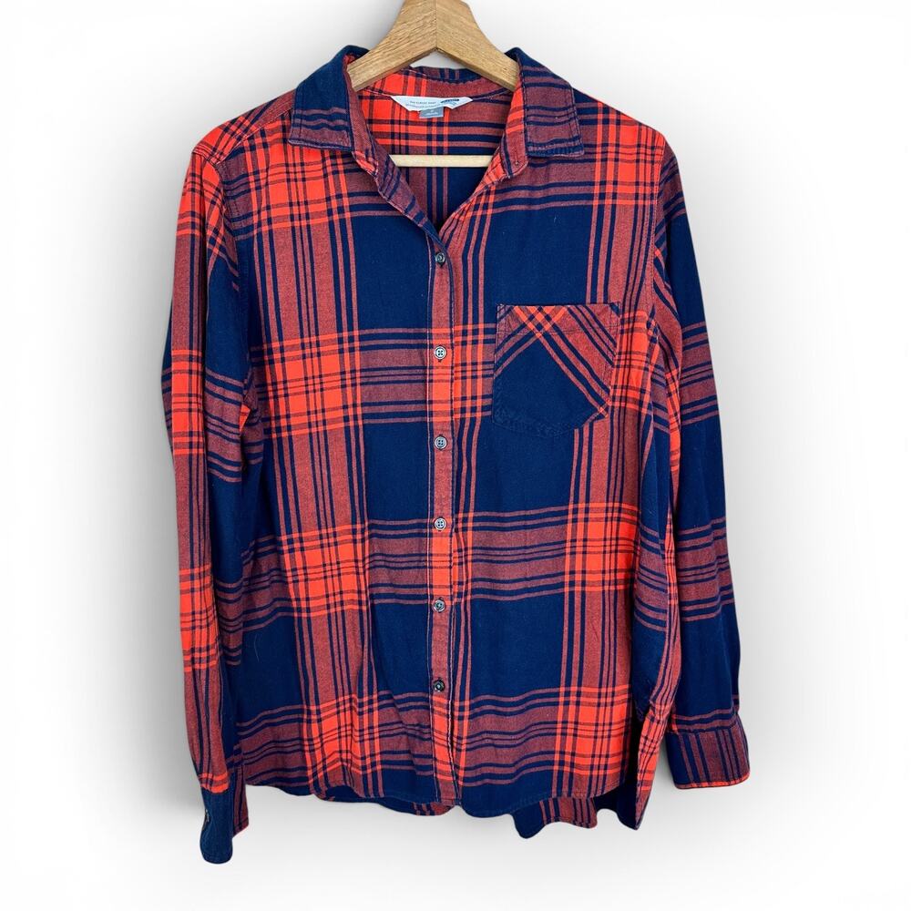 Old Navy The Classic Plaid Flannel Shirt Red Navy Size Large Cabincore Grunge